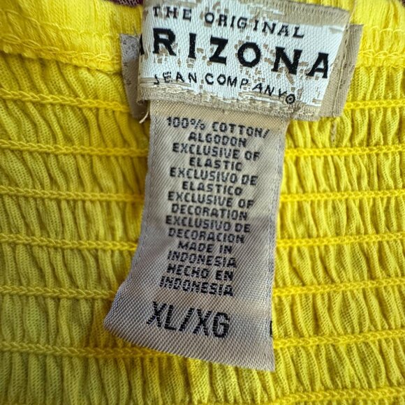 Arizona Henley Tank Top Womens Size XL Empire‎ Waist Smocked Lace Eyelet Y2K Vtg - Picture 4 of 7